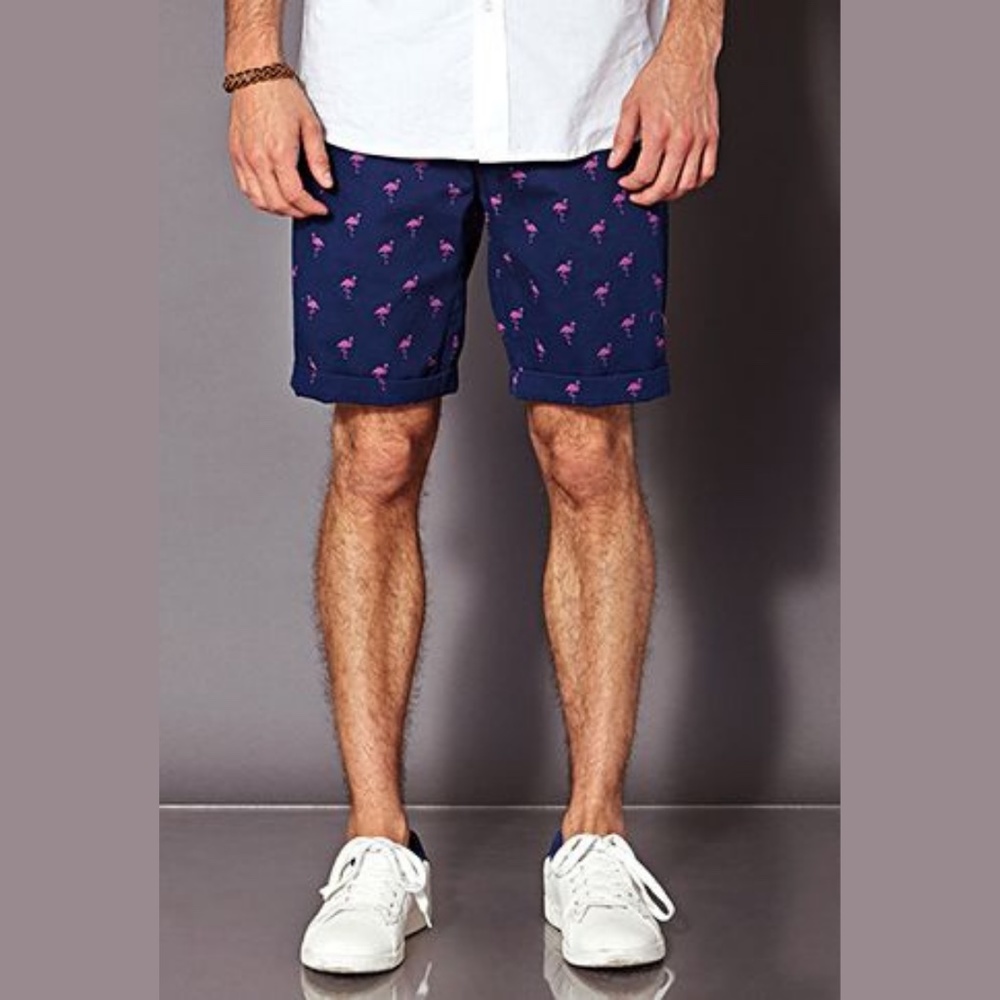 21Men Flamingo Print Shorts